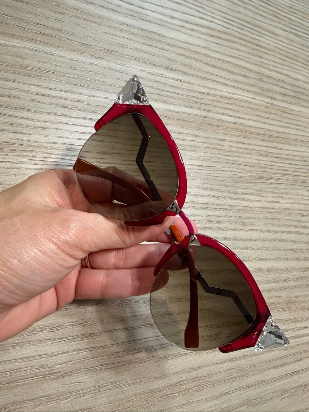 Fendi Red Sunglasses with Crystal-Trim Accents